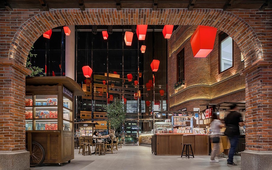 A building with red lanterns.